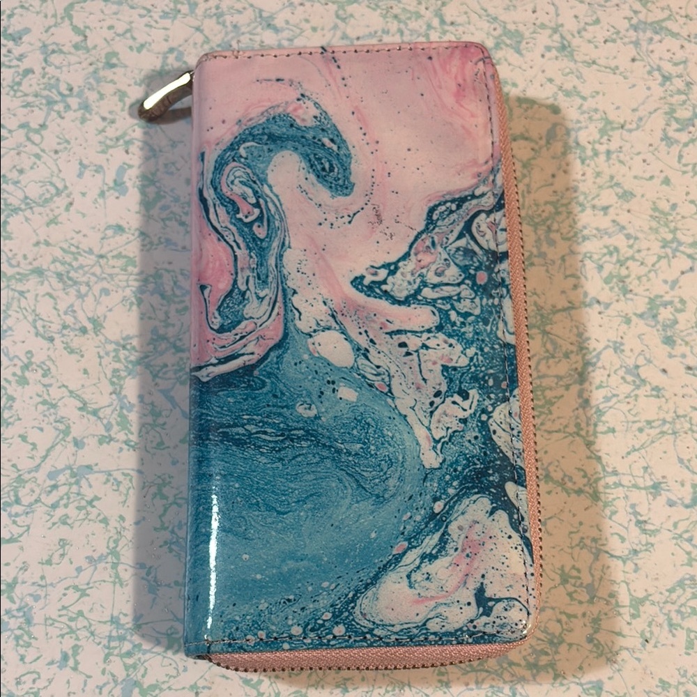 Pink and Blue Marble Wallet